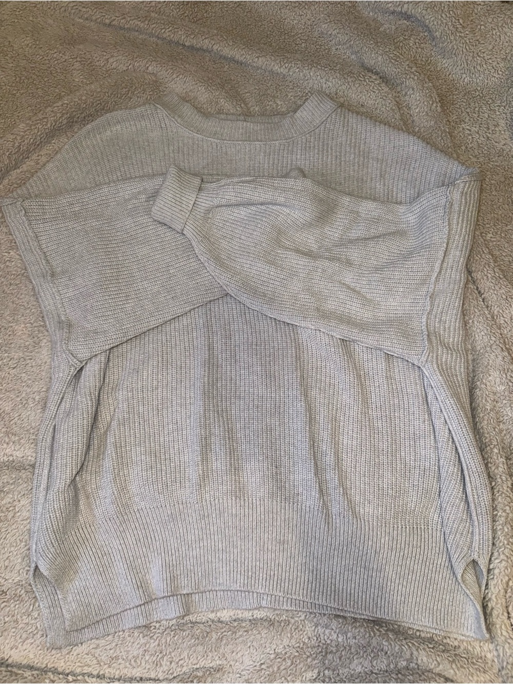 Light Gray Aerie Ribbed Knit Sweater